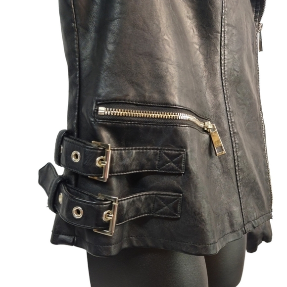 a. n. a Women's Black Faux Leather Moto Jacket Size L - Picture 7 of 10